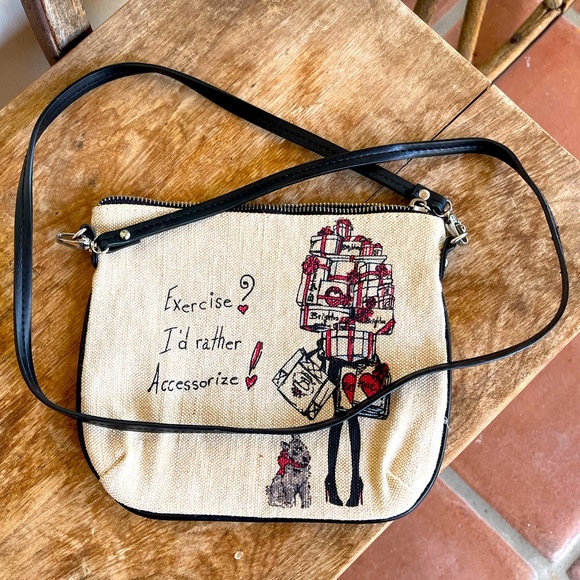 BRIGHTON Puppy Dog Cross Body or Clutch Bag “Exercise? I’d Rather Accessorize!” - Picture 2 of 12